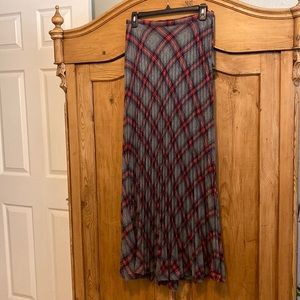 L.A.M.B. Plaid Wool Pleated Maxi Skirt